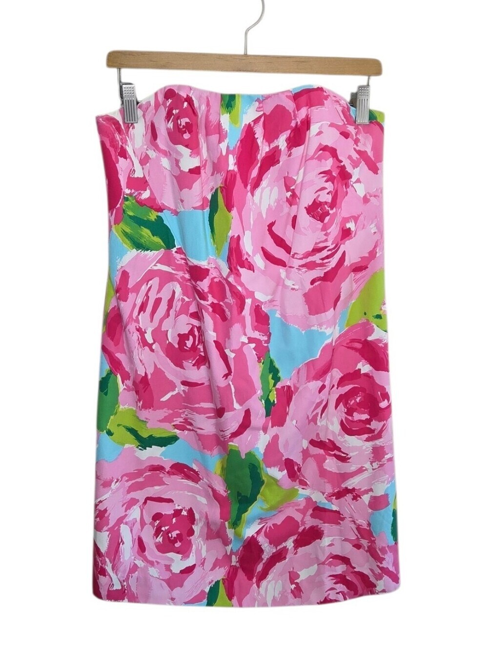 Lilly Pulitzer Keetan Hotty Pink Green Floral Strapless Mini Dress Size 4